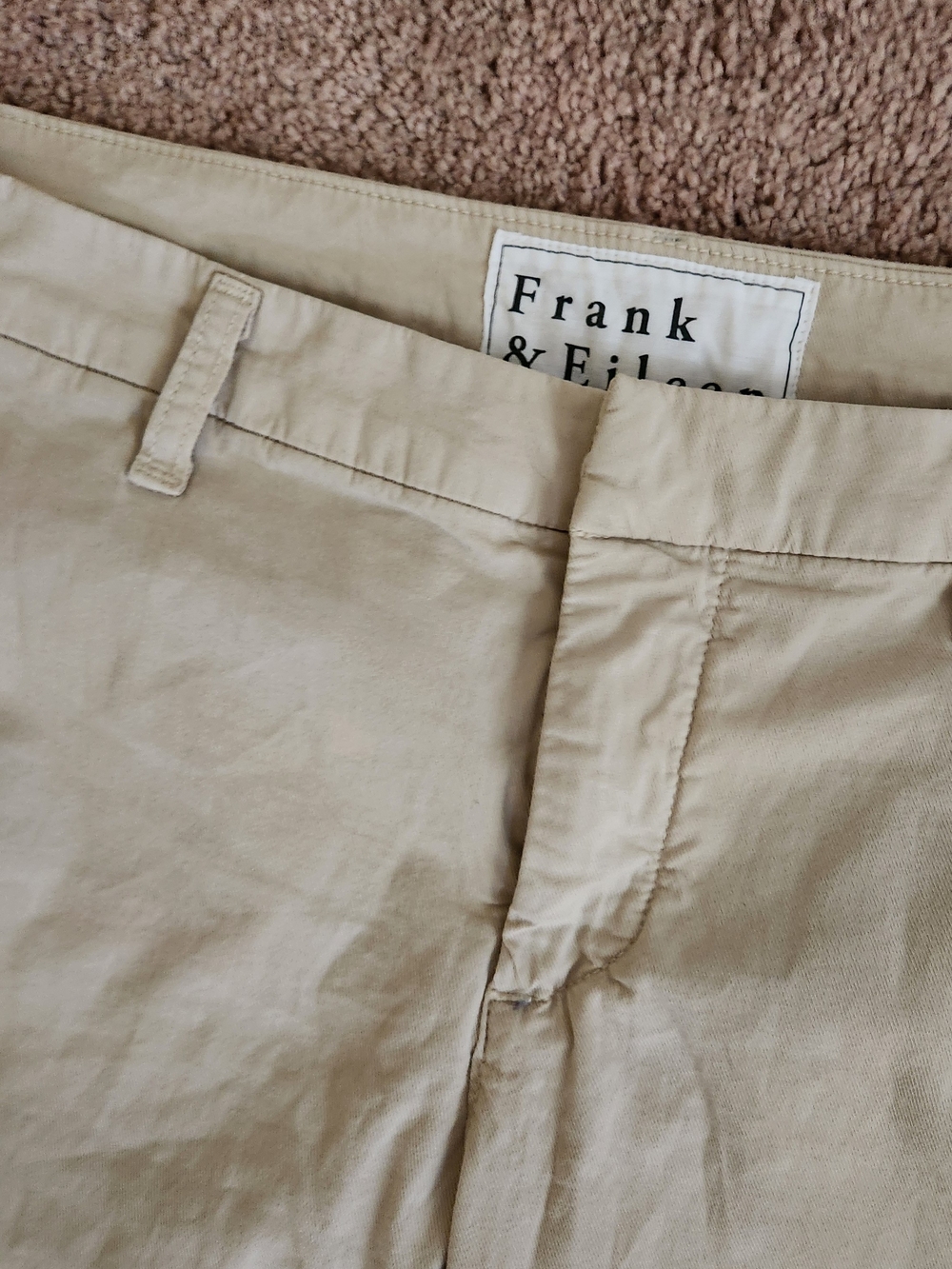 Frank & Eileen Pant Wicklow Cropped Tapered Leg Twill Chino Raw Hem Khaki Tan 10 - Picture 4 of 8